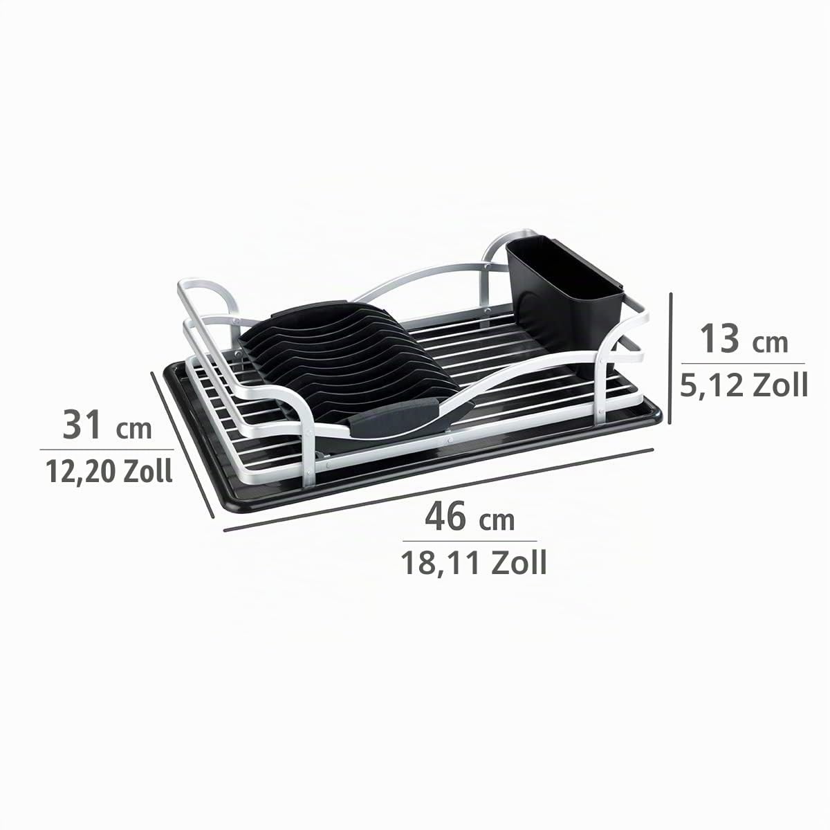 wenko-maxi-geschirrabtropfer-alu-silber-matt-schwarz-46-5-x-13-x-31-5-cm image 4