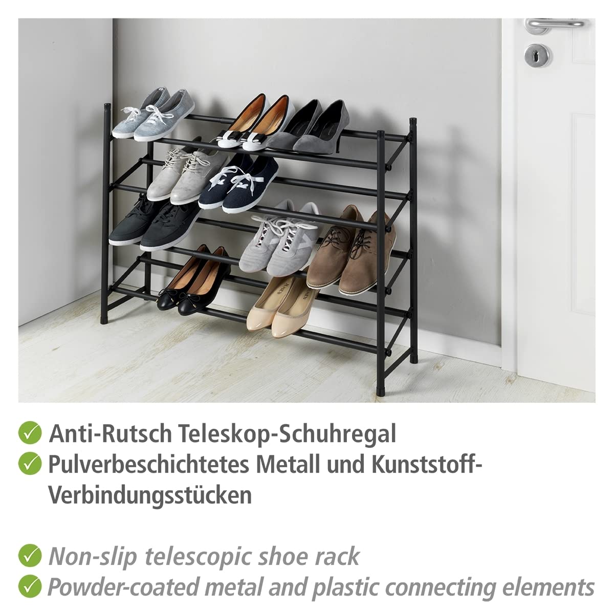 wenko-hero-anti-rutsch-schuhregal-ausziehbar-62-115-x-68-x-23-cm-schwarz-matt image 3