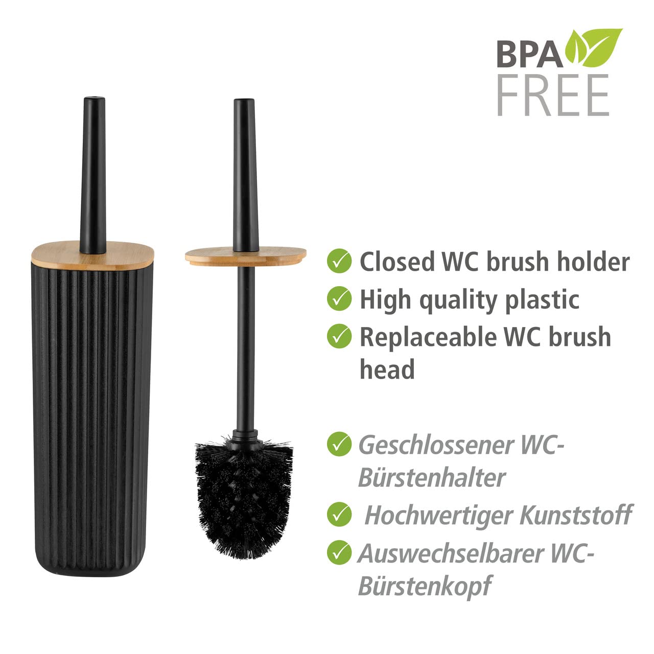 wenko-rotello-wc-garnitur-geschlossen-10-x-36-cm-schwarz-natur-mit-bambus-deckel image 3