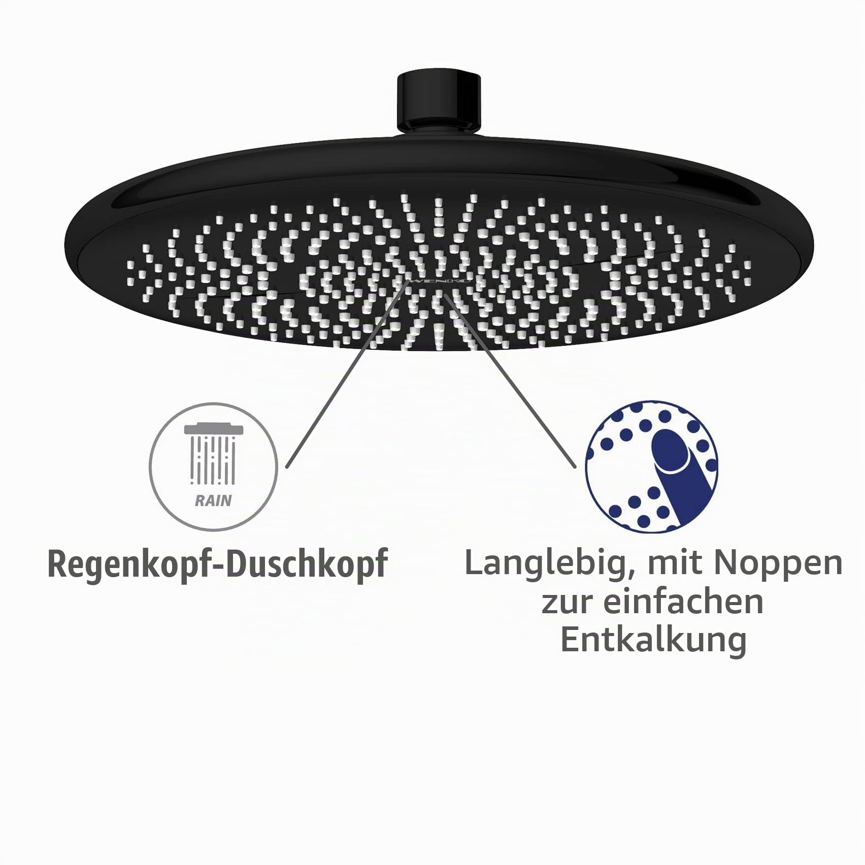 wenko-watersaving-regenduschkopf-kopfbrause-22-5-cm-wasserspar-system-schwarz image 5