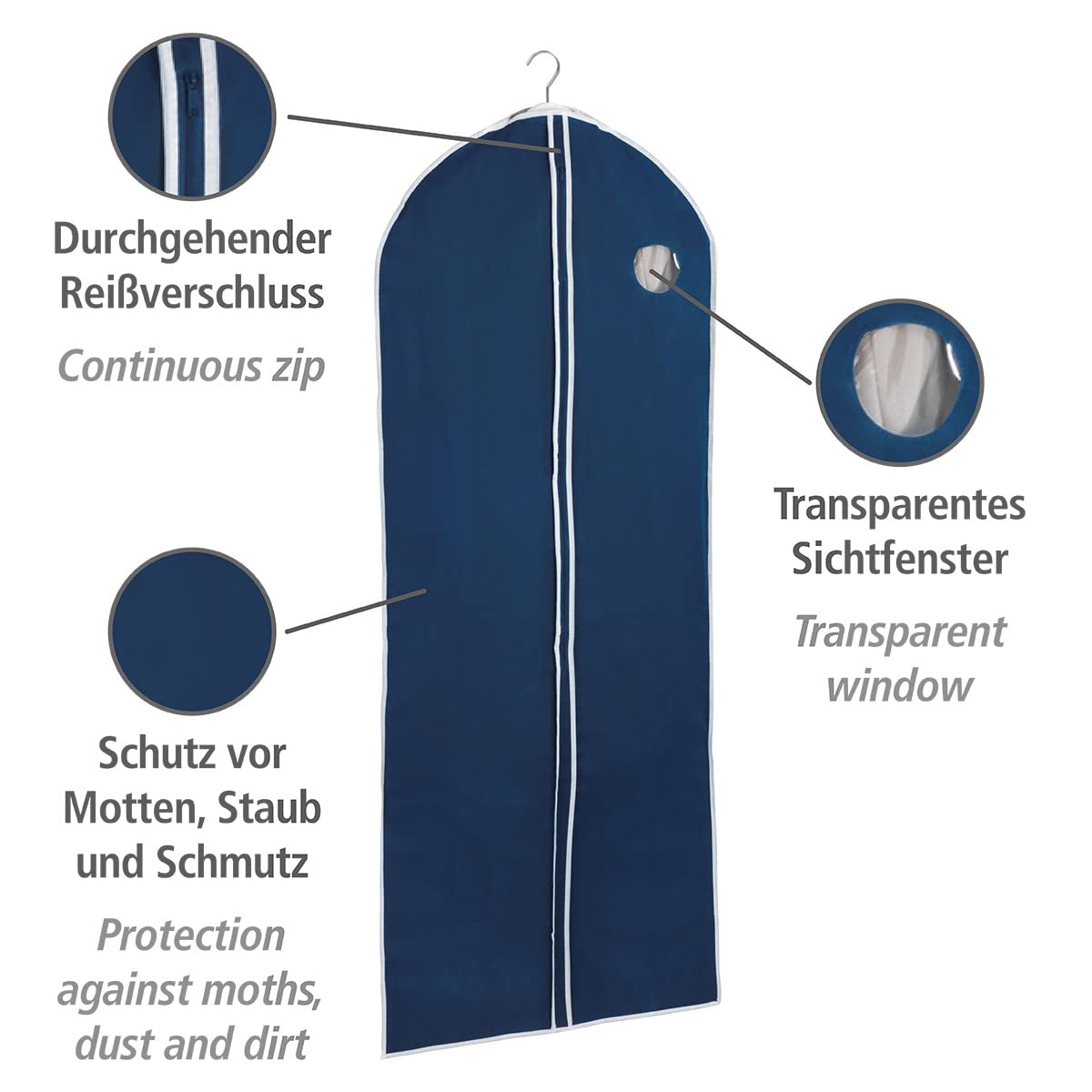 wenko-air-kleidersack-60x150-cm-navy-mit-sichtfenster image 2
