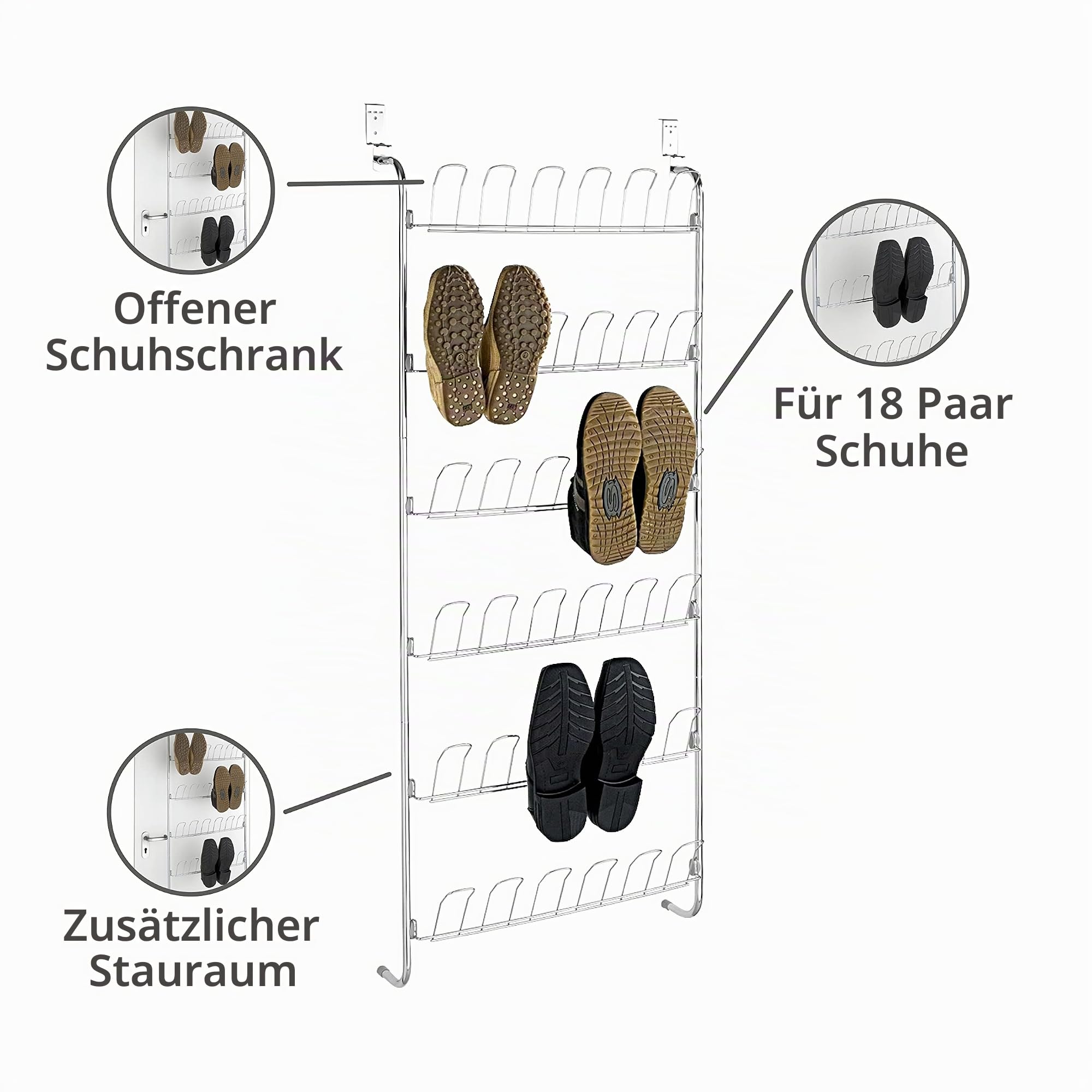 wenko-t-r-schuhregal-mit-6-ablagen-f-r-18-paar-einh-ngen-ohne-bohren-metall-verc image 2
