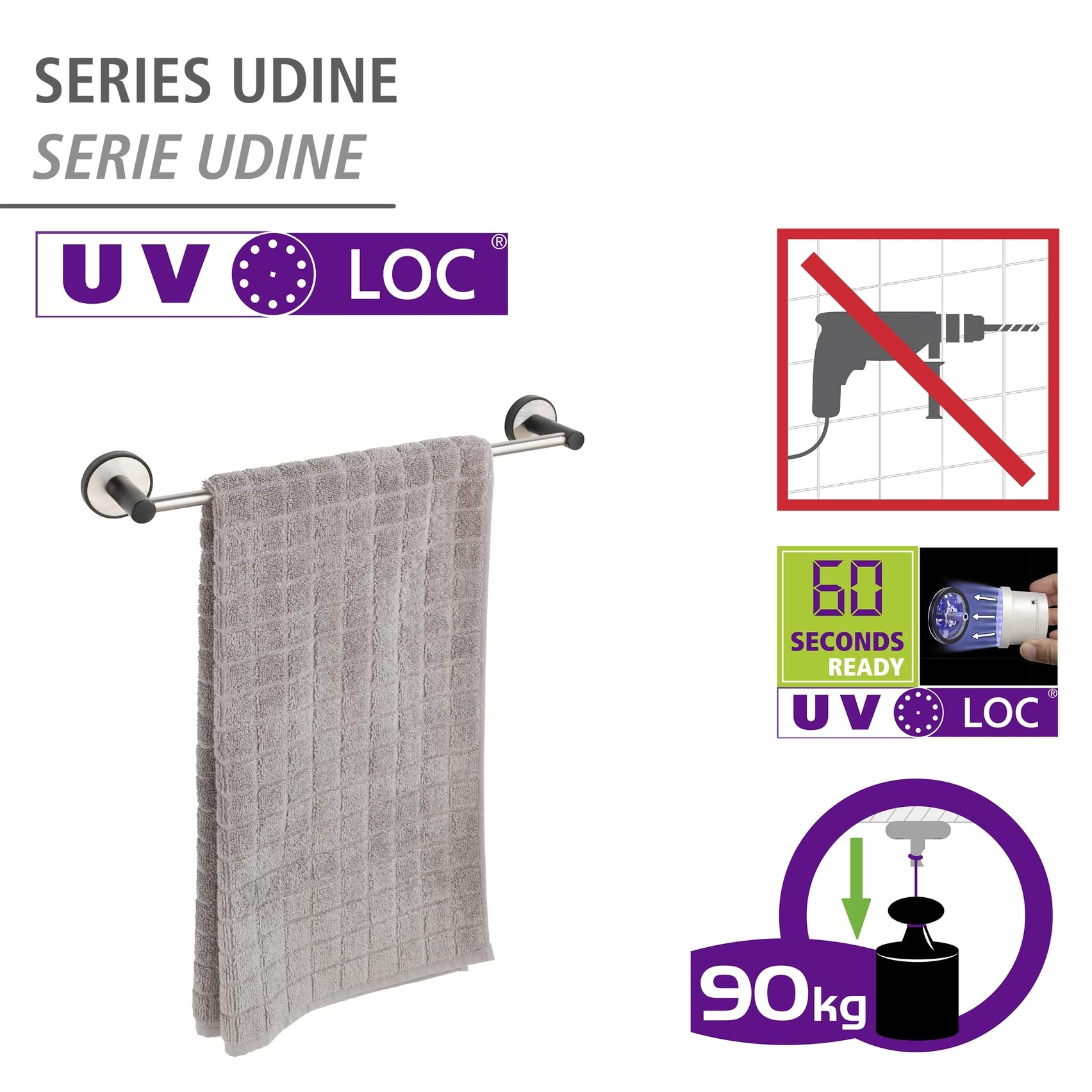 wenko-uv-loc-badetuchstange-uno-udine-40-5-cm-edelstahl-schwarz image 2
