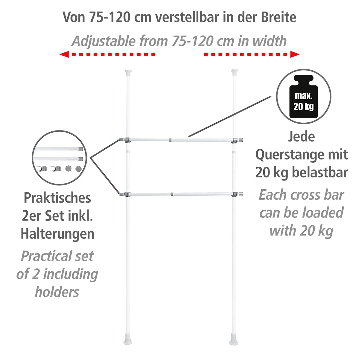 wenko-herkules-kleiderstange-2er-set-wei-75-120-cm-metall image 3