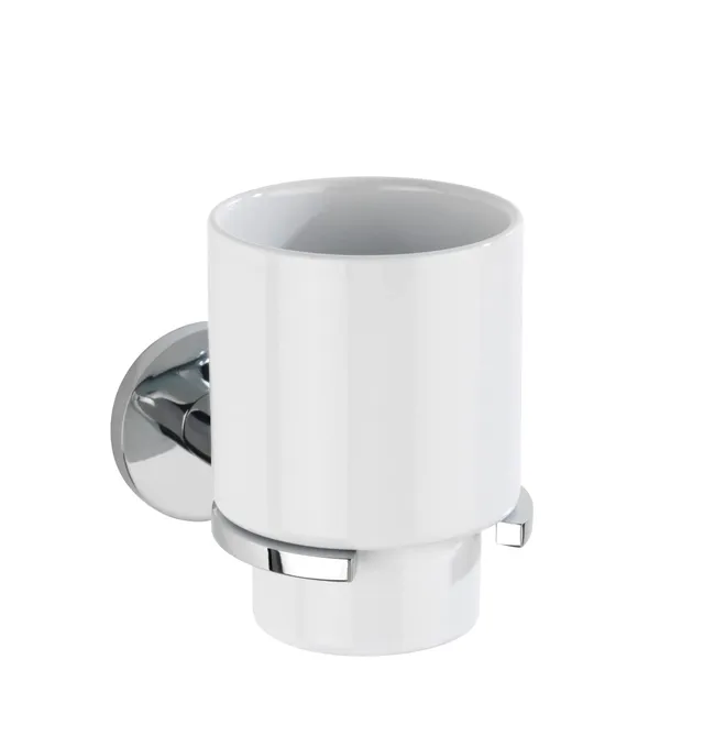 wenko-uv-loc-isera-zahnputzbecherhalter-7-x-11-x-12-cm-keramik-chrom-vierkantroh image 1