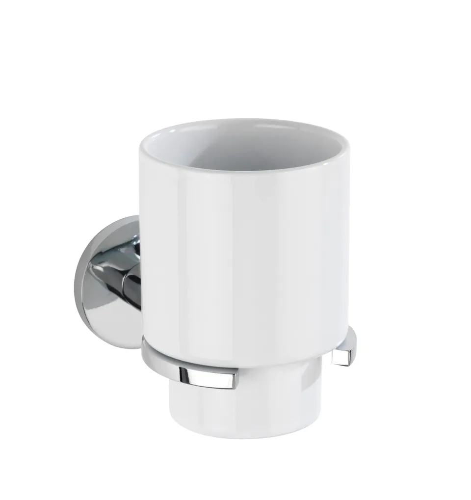 wenko-uv-loc-isera-zahnputzbecherhalter-7-x-11-x-12-cm-keramik-chrom-vierkantroh image 1