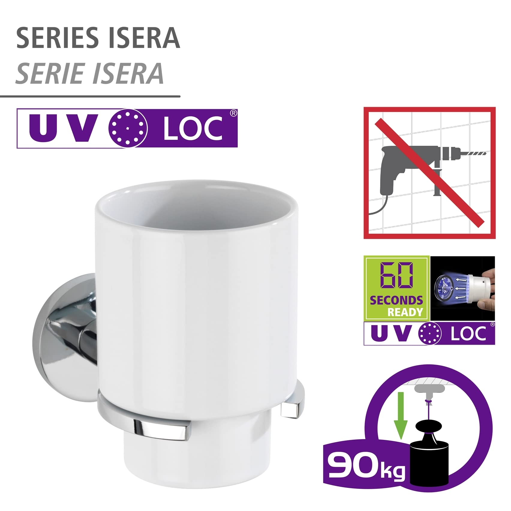 wenko-uv-loc-isera-zahnputzbecherhalter-7-x-11-x-12-cm-keramik-chrom-vierkantroh image 2