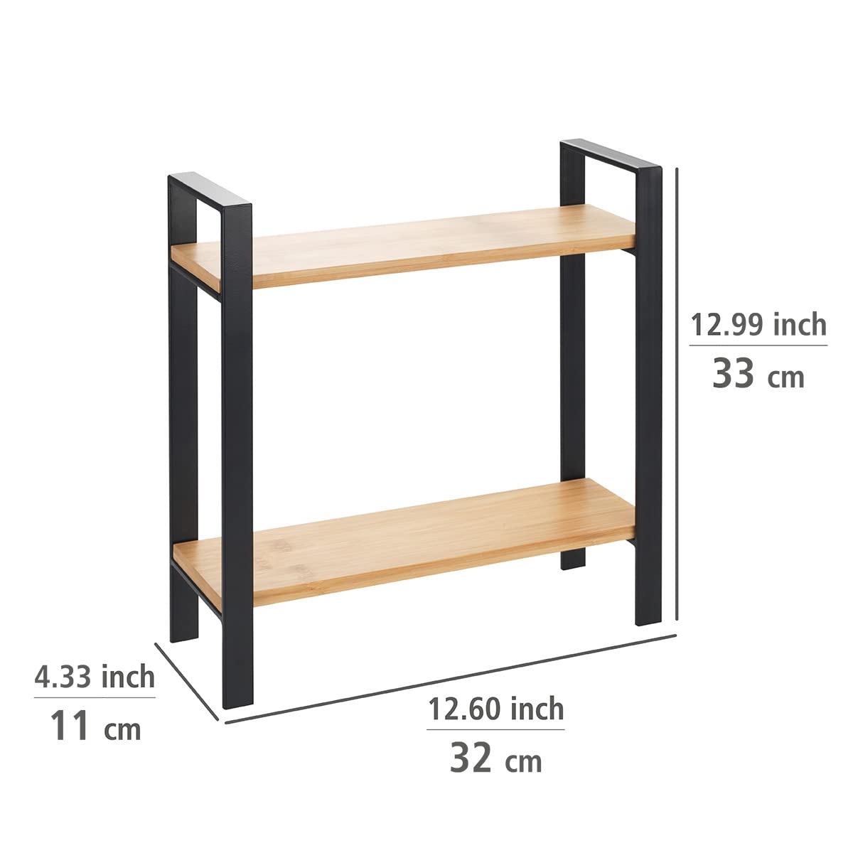 wenko-k-chenregal-lou-2-etagen-metall-bambus-schwarz-hellbraun-32-x-33-x-11-cm image 4