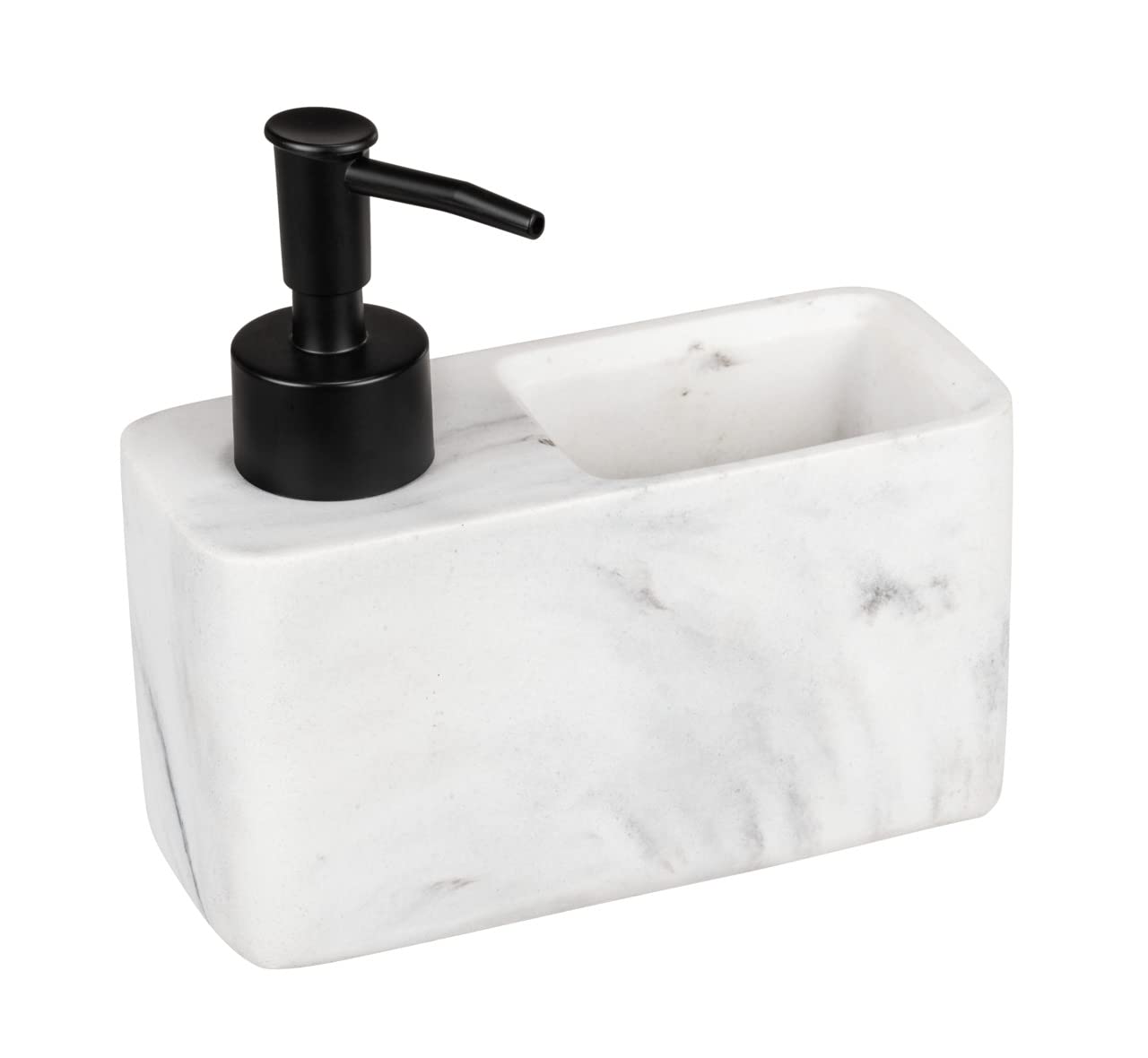 wenko-resa-sp-lmittelspender-150-ml-marmoroptik-mit-schwammfach-wei-schwarz image 1