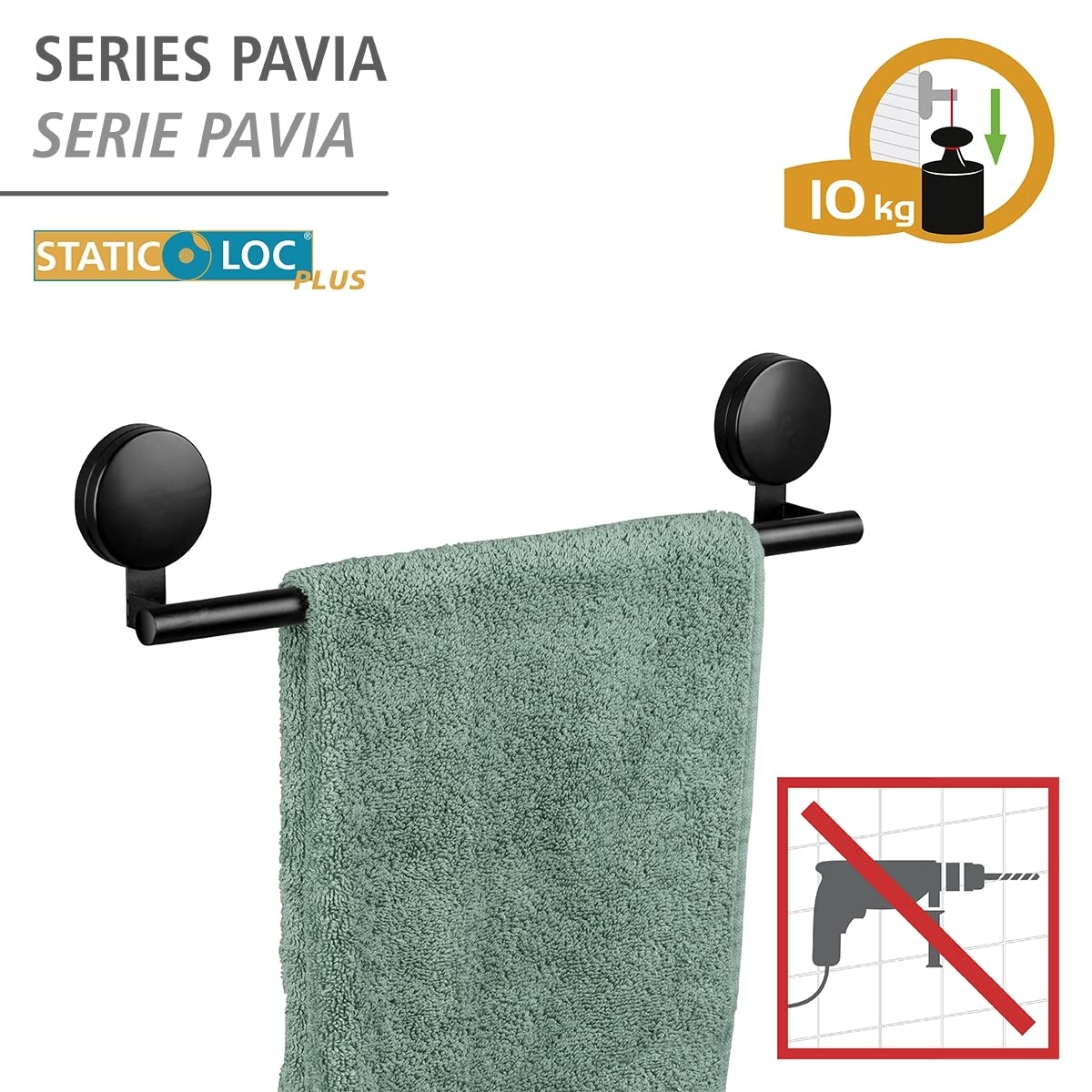 wenko-badetuchstange-pavia-schwarz-static-loc-plus-41-5-x-9-x-5-cm-handtuchhalte image 2