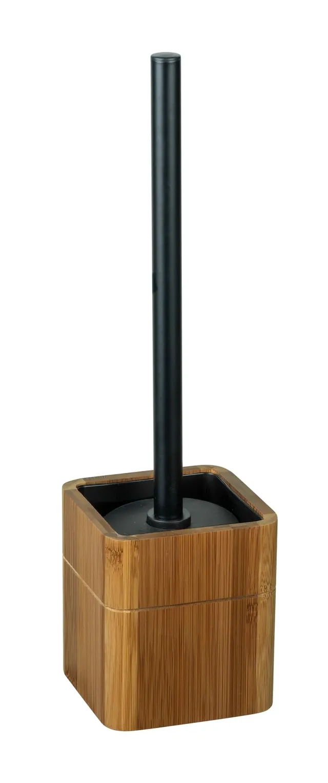 wenko-serro-stand-wc-garnitur-mit-bambus-beh-lter-und-edelstahlstiel-schwarz image 1