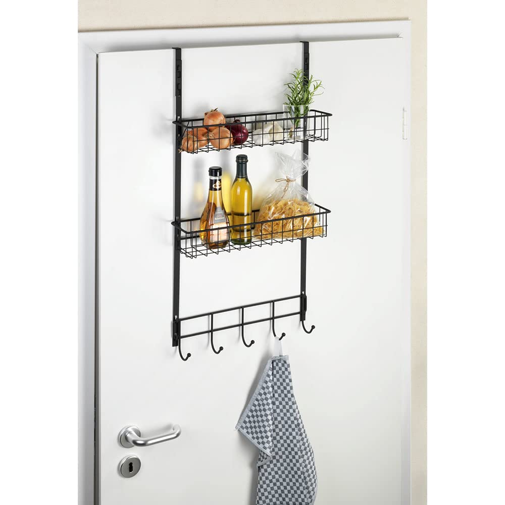 wenko-t-rregal-schwarz-h-ngeregal-39-x-75-x-10-cm-mit-2-k-rben-und-5-haken image 6