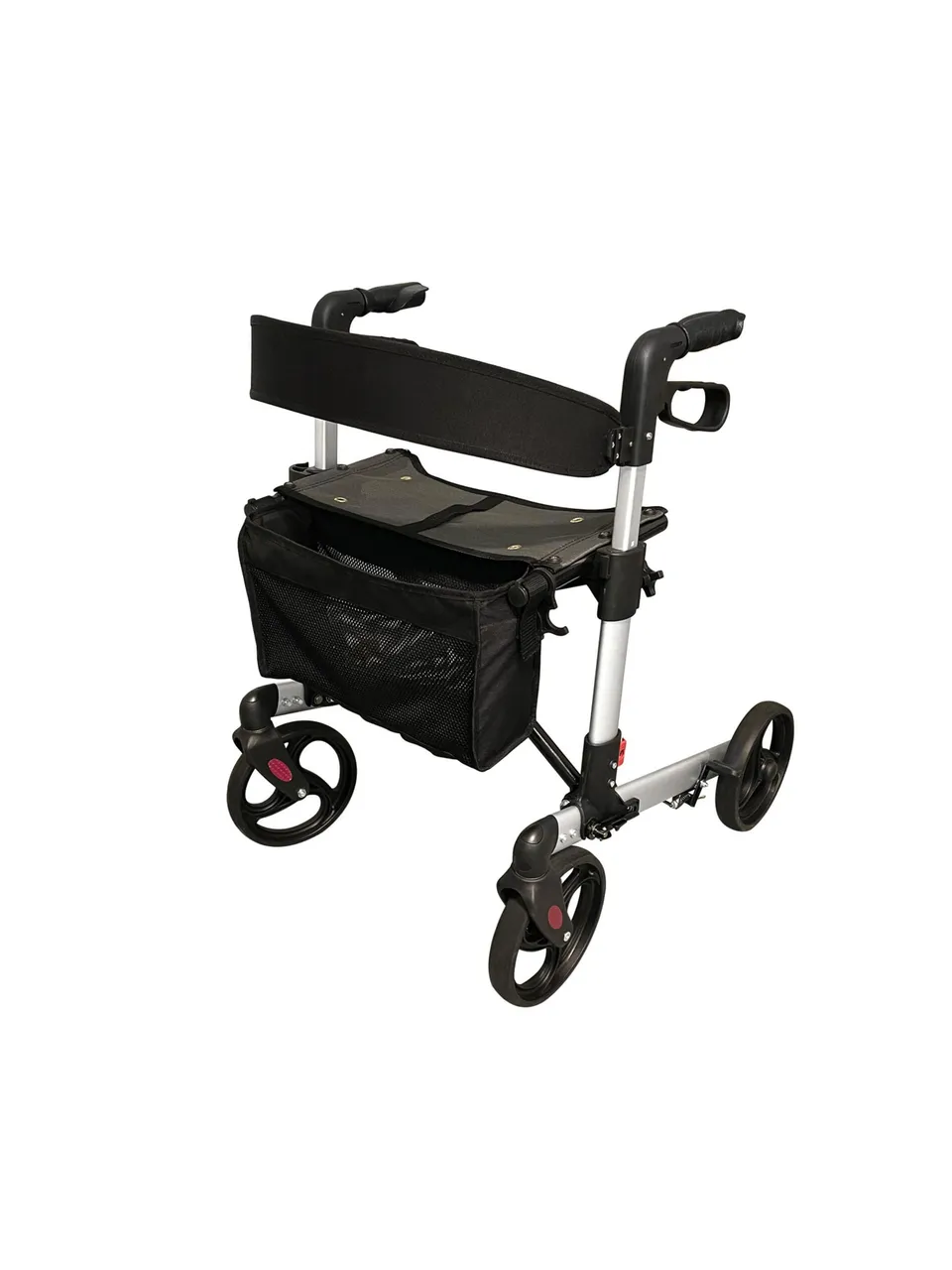 ridder-ivo-rollator-schwarz-silber-faltbar-mit-sitz-korb-gehstockhalter image 1