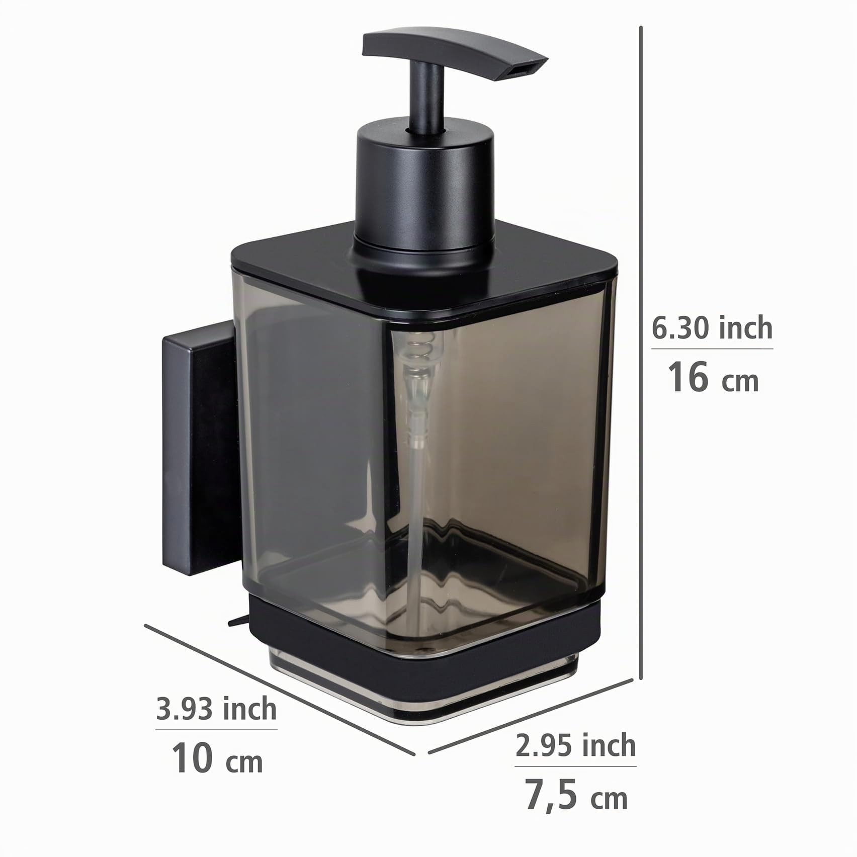 wenko-seifenspender-quadro-340-ml-schwarz-mit-edelstahl-halterung-vacuum-loc image 5
