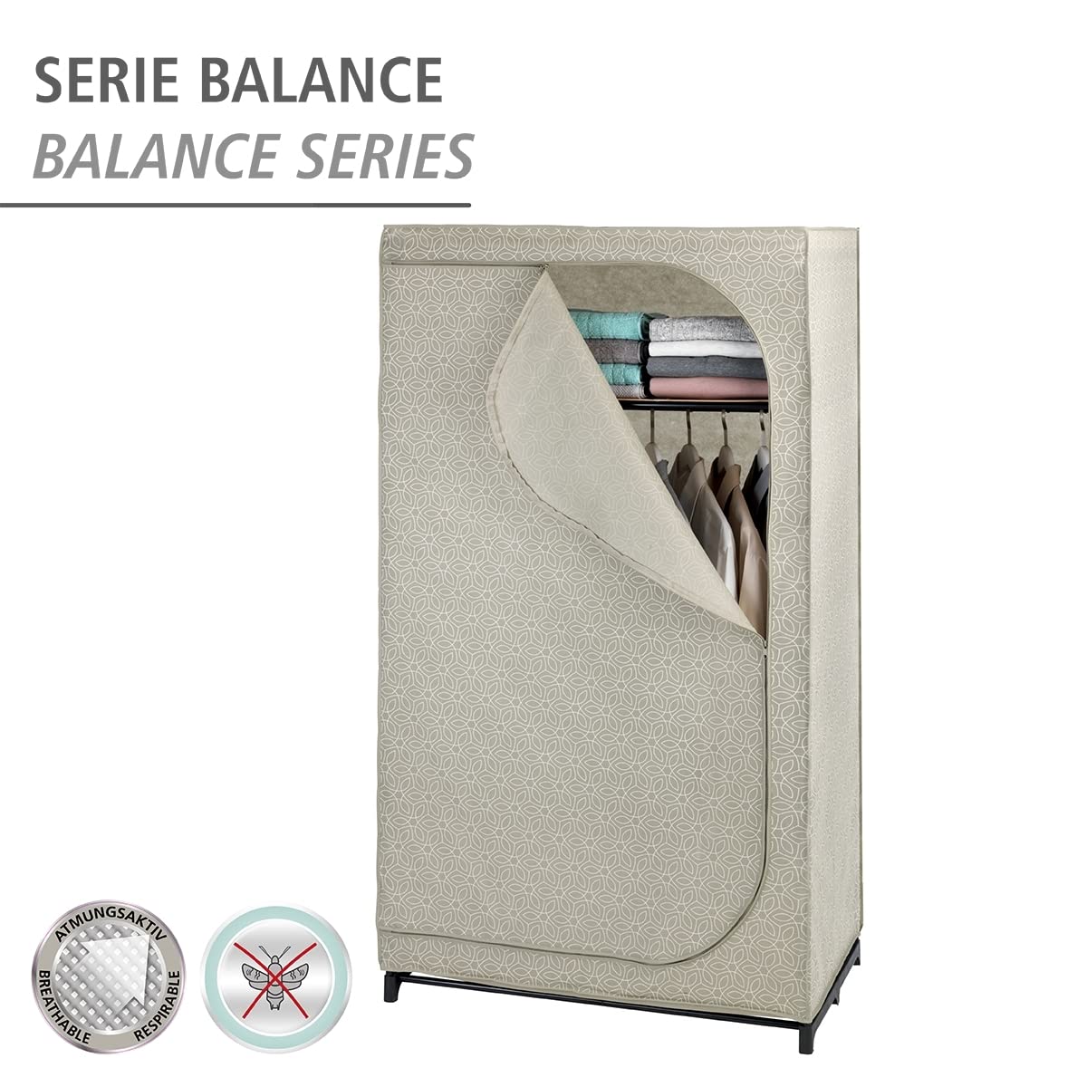 wenko-kleiderschrank-balance-mit-ablage-und-kleiderstange-90x160x50-cm-taupe image 2