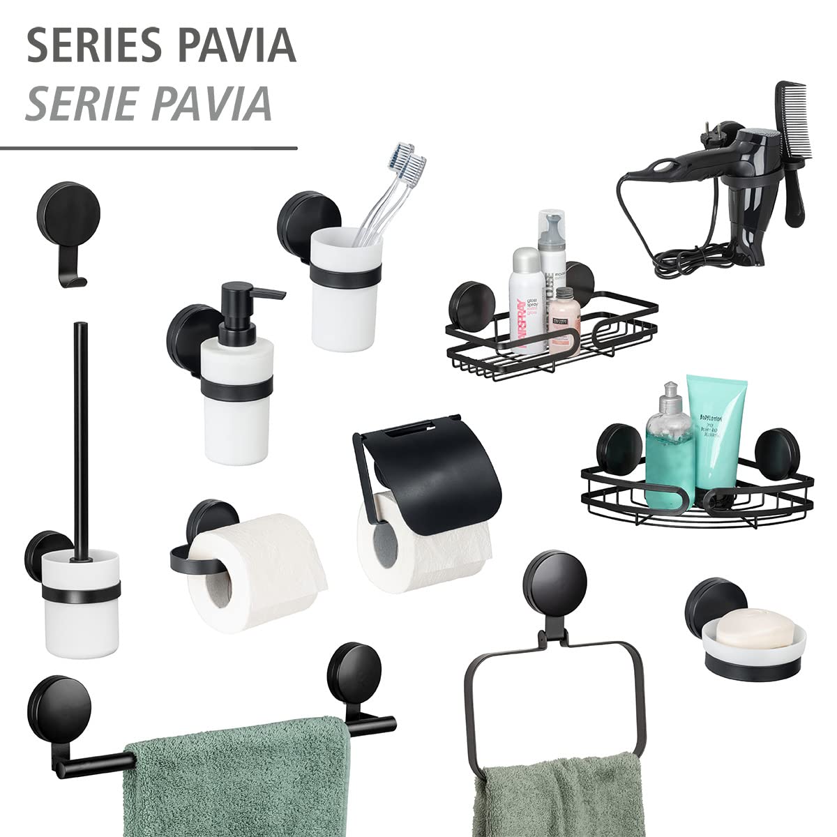 wenko-static-loc-plus-haartrocknerhalter-pavia-schwarz image 7