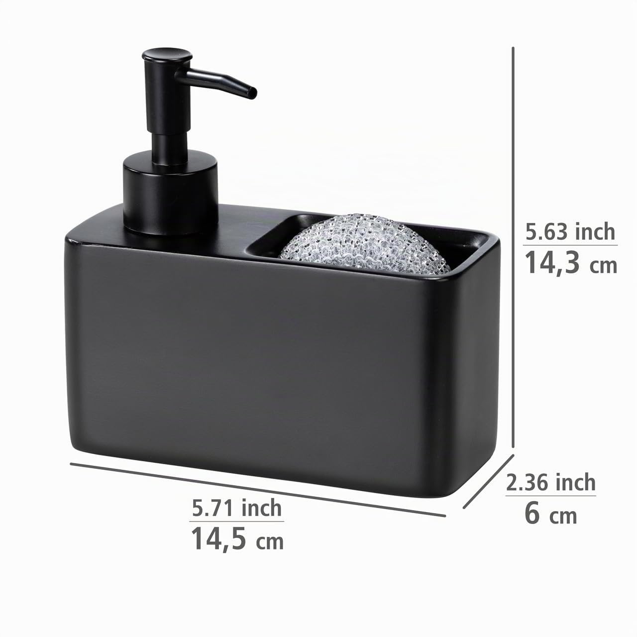 wenko-resa-sp-lmittelspender-150-ml-mit-schwammfach-polyresin-14-5-x-14-3-x-6-cm image 3
