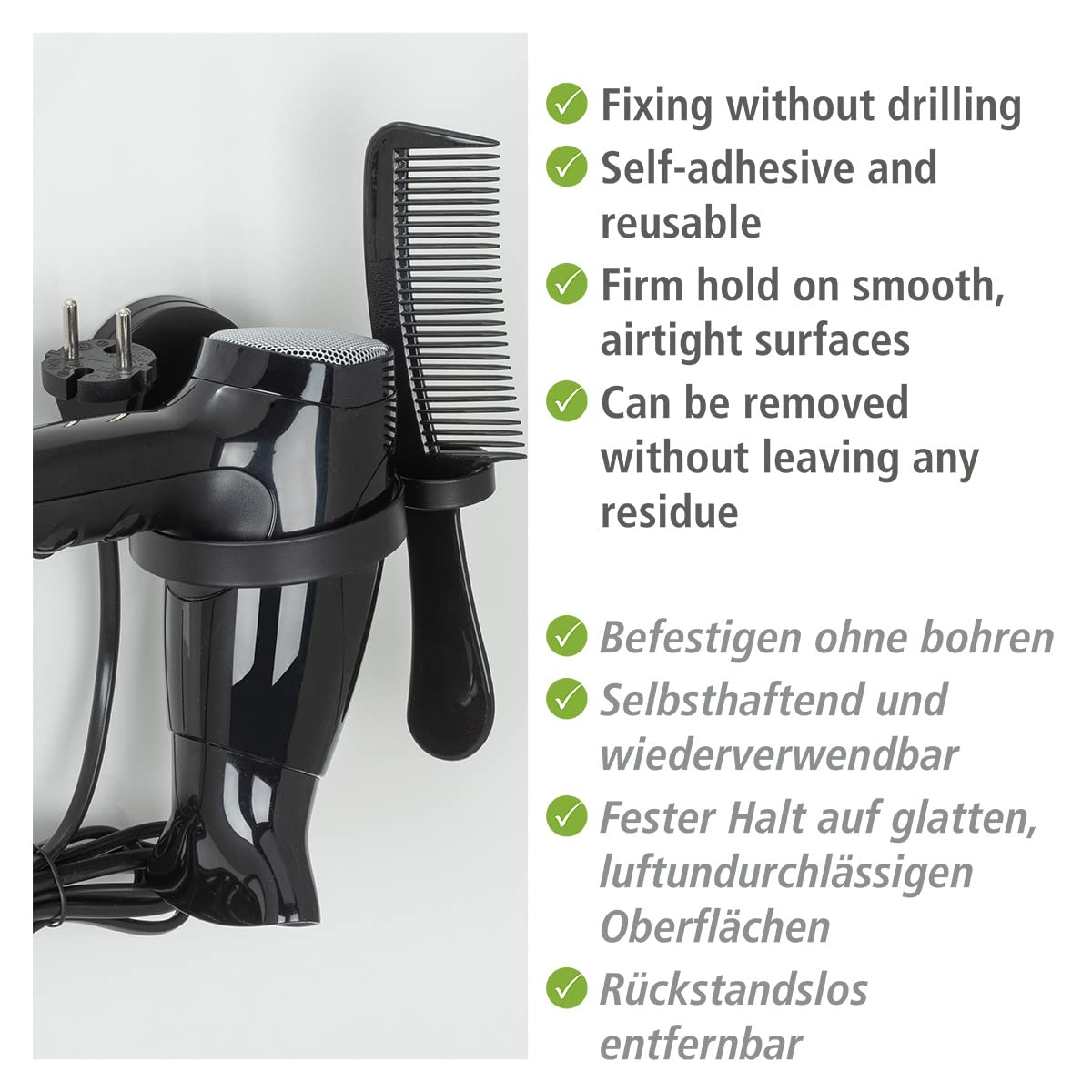 wenko-static-loc-plus-haartrocknerhalter-pavia-schwarz image 4