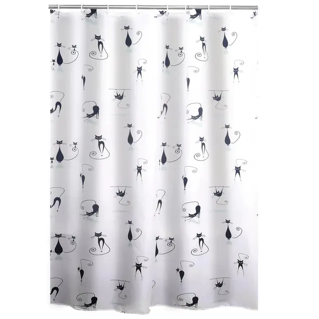 ridder-duschvorhang-textil-180-x-200-cm-wei-schwarz image 1