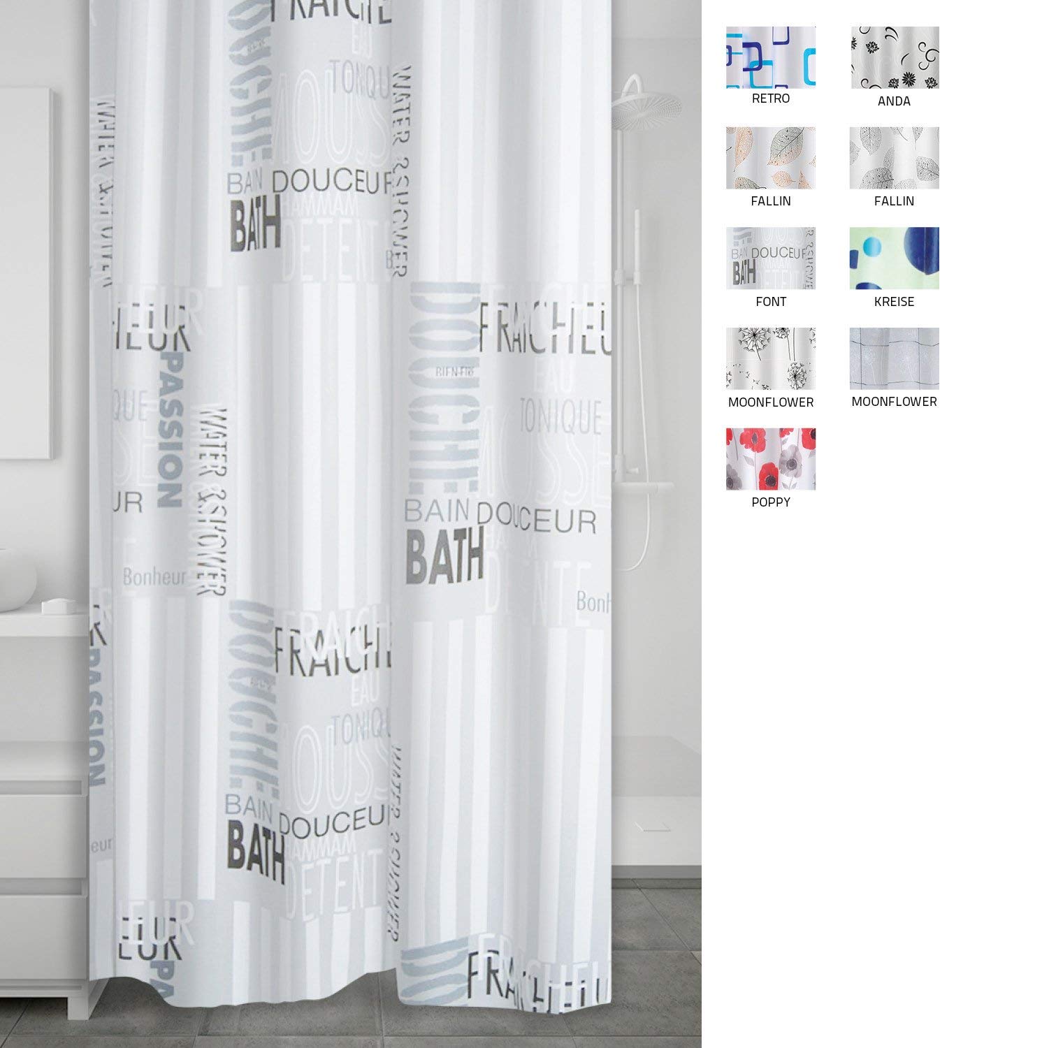 ridder-duschvorhang-folie-poppy-180-x-200-cm-wasserdicht-peva image 2