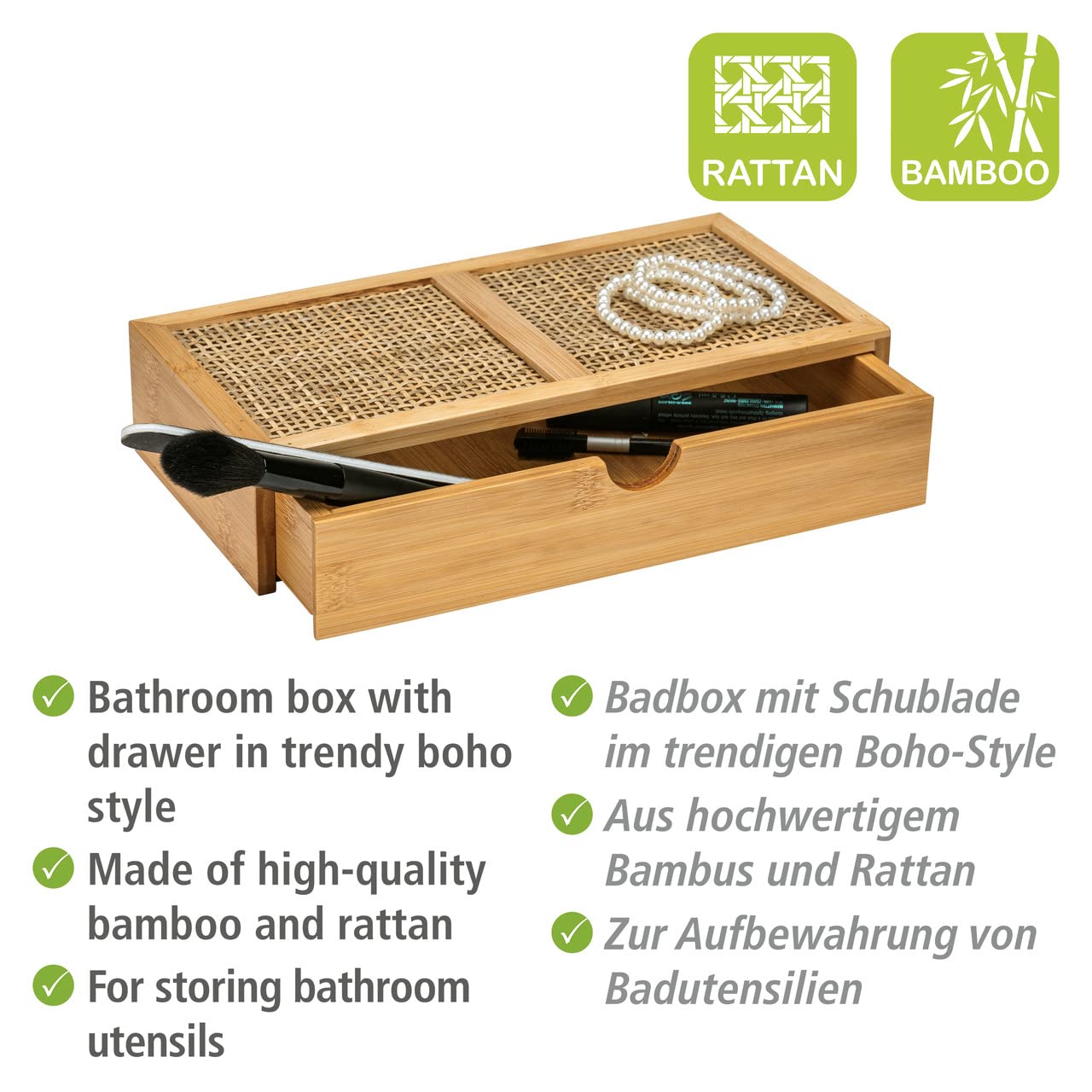 wenko-badbox-allegre-mit-schublade-28-x-6-x-14-cm-bambus-rattan-box-natur image 2